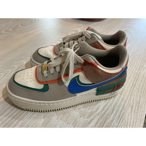 Nike Women’s Air Force 1 Shadow Sail Signal Blue Green CI0919-109 Sz 8.5 Sneaker - Picture 2 of 6